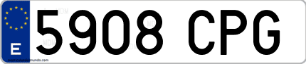 Ejemplo de matrícula de coche ordinaria 5908 CPG