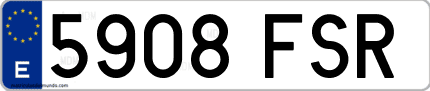 Ejemplo de matrícula de coche ordinaria 5908 FSR
