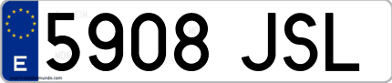 Ejemplo de matrícula de coche ordinaria 5908 JSL