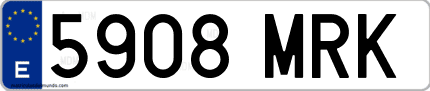 Ejemplo de matrícula de coche ordinaria 5908 MRK