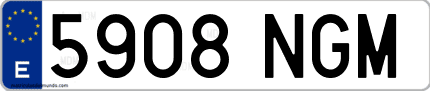 Ejemplo de matrícula de coche ordinaria 5908 NGM