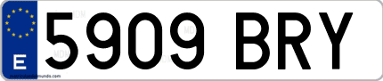 Ejemplo de matrícula de coche ordinaria 5909 BRY