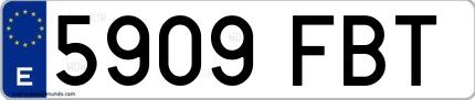 Ejemplo de matrícula española 5909 FBT