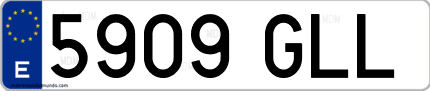 Ejemplo de matrícula de coche ordinaria 5909 GLL