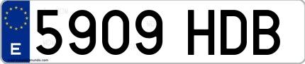 Ejemplo de matrícula española 5909 HDB