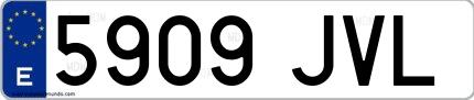 Ejemplo de matrícula española 5909 JVL
