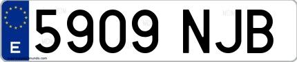 Ejemplo de matrícula española 5909 NJB