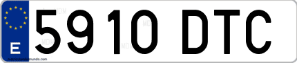 Ejemplo de matrícula de coche ordinaria 5910 DTC