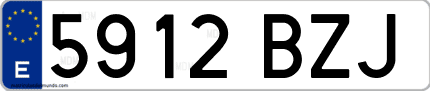 Ejemplo de matrícula de coche ordinaria 5912 BZJ