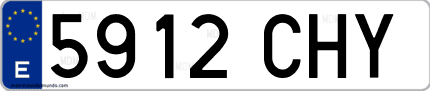 Ejemplo de matrícula de coche ordinaria 5912 CHY