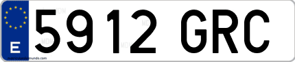 Ejemplo de matrícula de coche ordinaria 5912 GRC
