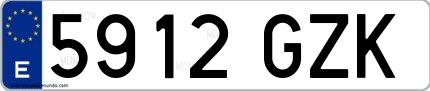 Ejemplo de matrícula española 5912 GZK