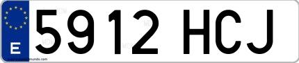 Ejemplo de matrícula española 5912 HCJ