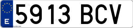 Ejemplo de matrícula de coche ordinaria 5913 BCV