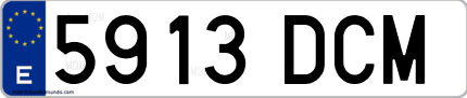 Ejemplo de matrícula de coche ordinaria 5913 DCM