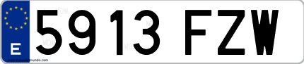 Ejemplo de matrícula de coche ordinaria 5913 FZW