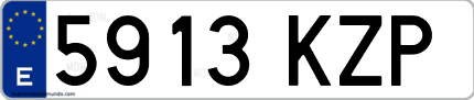 Ejemplo de matrícula de coche ordinaria 5913 KZP