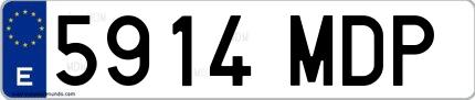 Ejemplo de matrícula española 5914 MDP