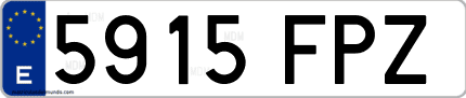 Ejemplo de matrícula de coche ordinaria 5915 FPZ