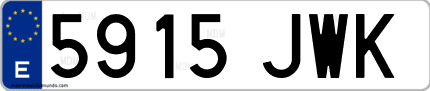 Ejemplo de matrícula de coche ordinaria 5915 JWK