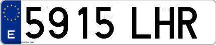 Ejemplo de matrícula de coche ordinaria 5915 LHR