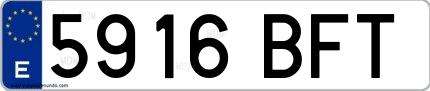Ejemplo de matrícula española 5916 BFT