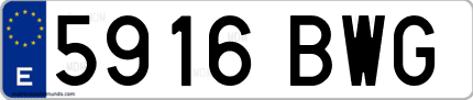 Ejemplo de matrícula de coche ordinaria 5916 BWG