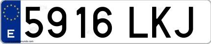 Ejemplo de matrícula española 5916 LKJ