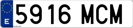 Ejemplo de matrícula española 5916 MCM