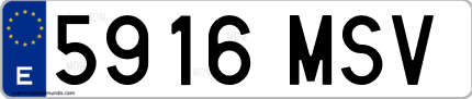 Ejemplo de matrícula de coche ordinaria 5916 MSV