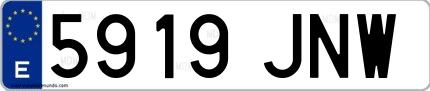 Ejemplo de matrícula española 5919 JNW