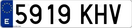Ejemplo de matrícula española 5919 KHV