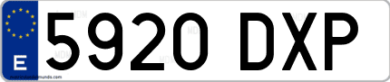 Ejemplo de matrícula de coche ordinaria 5920 DXP