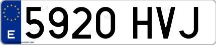 Ejemplo de matrícula española 5920 HVJ