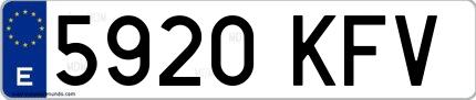 Ejemplo de matrícula española 5920 KFV