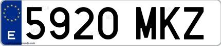 Ejemplo de matrícula española 5920 MKZ