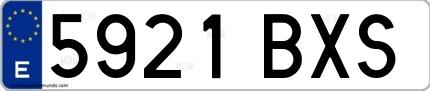 Ejemplo de matrícula española 5921 BXS