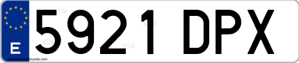 Ejemplo de matrícula de coche ordinaria 5921 DPX