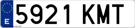 Ejemplo de matrícula española 5921 KMT