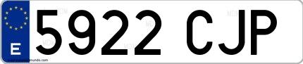 Ejemplo de matrícula española 5922 CJP