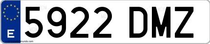 Ejemplo de matrícula española 5922 DMZ