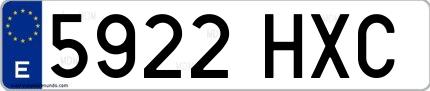 Ejemplo de matrícula española 5922 HXC