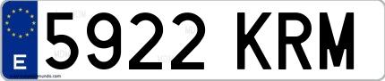 Ejemplo de matrícula española 5922 KRM