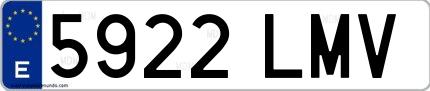 Ejemplo de matrícula española 5922 LMV