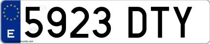 Ejemplo de matrícula española 5923 DTY