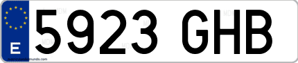 Ejemplo de matrícula de coche ordinaria 5923 GHB