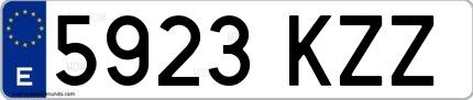 Ejemplo de matrícula española 5923 KZZ