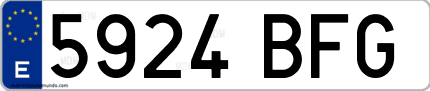 Ejemplo de matrícula de coche ordinaria 5924 BFG