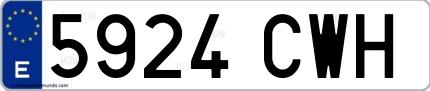 Ejemplo de matrícula española 5924 CWH
