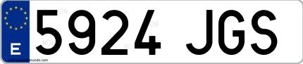 Ejemplo de matrícula española 5924 JGS